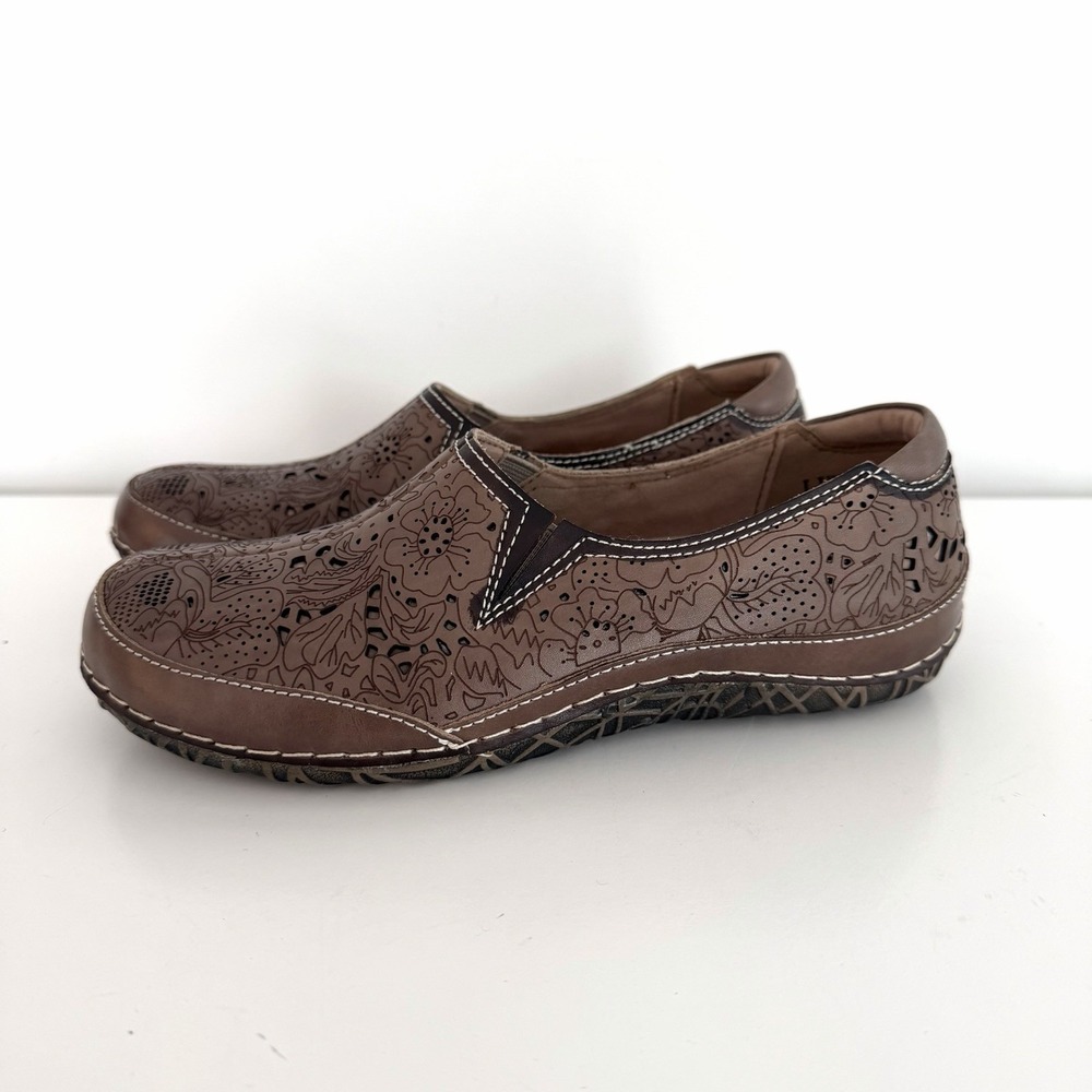 L'Artiste‎ by Spring Step EU 36 US 6 Libora Leather Flat Slip on Shoe Brown